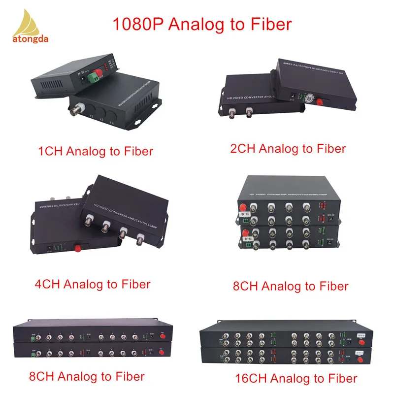 16 Port CCTV 1080P AHD CVI TVI BNC Analog Fiber Optical Video Converter