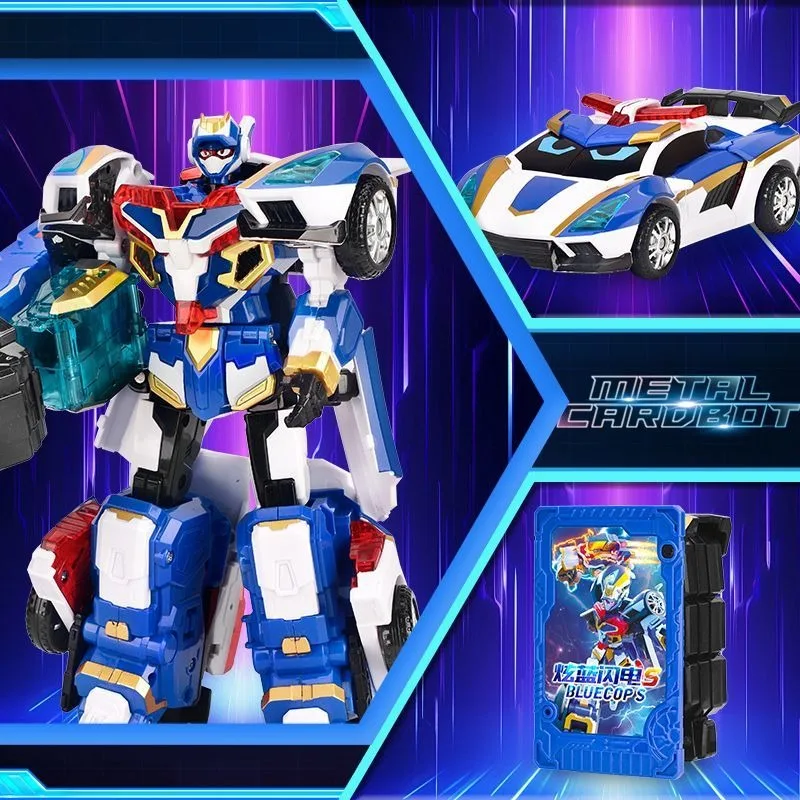 Фото Металлический робот-трансформер Cardbot BLUE COP S W, машинка-игрушка, фигурка, модель из АБС-пластика, подарок 2025 №2