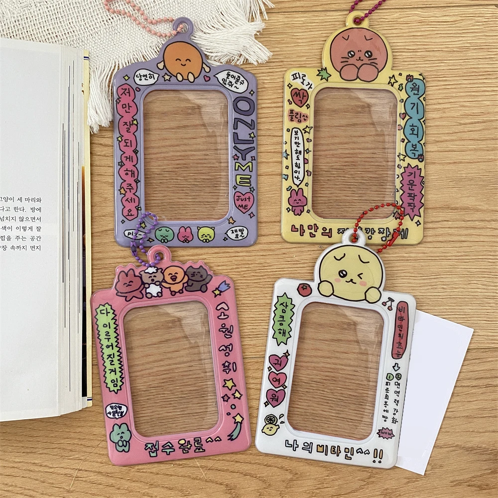 

INS PVC Cartoon Photo Pocket Card Bag Protector Idol Photo Sleeves Photo Frame Idol Photo Display Card Cover Holder Keychain