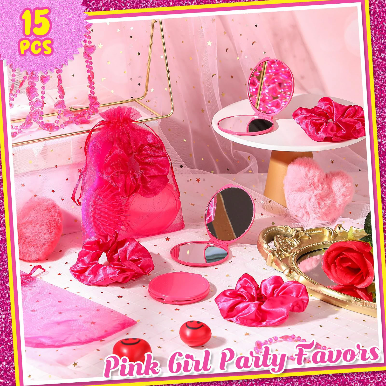 15 шт./набор женские розовые зеркальные сумки из органзы