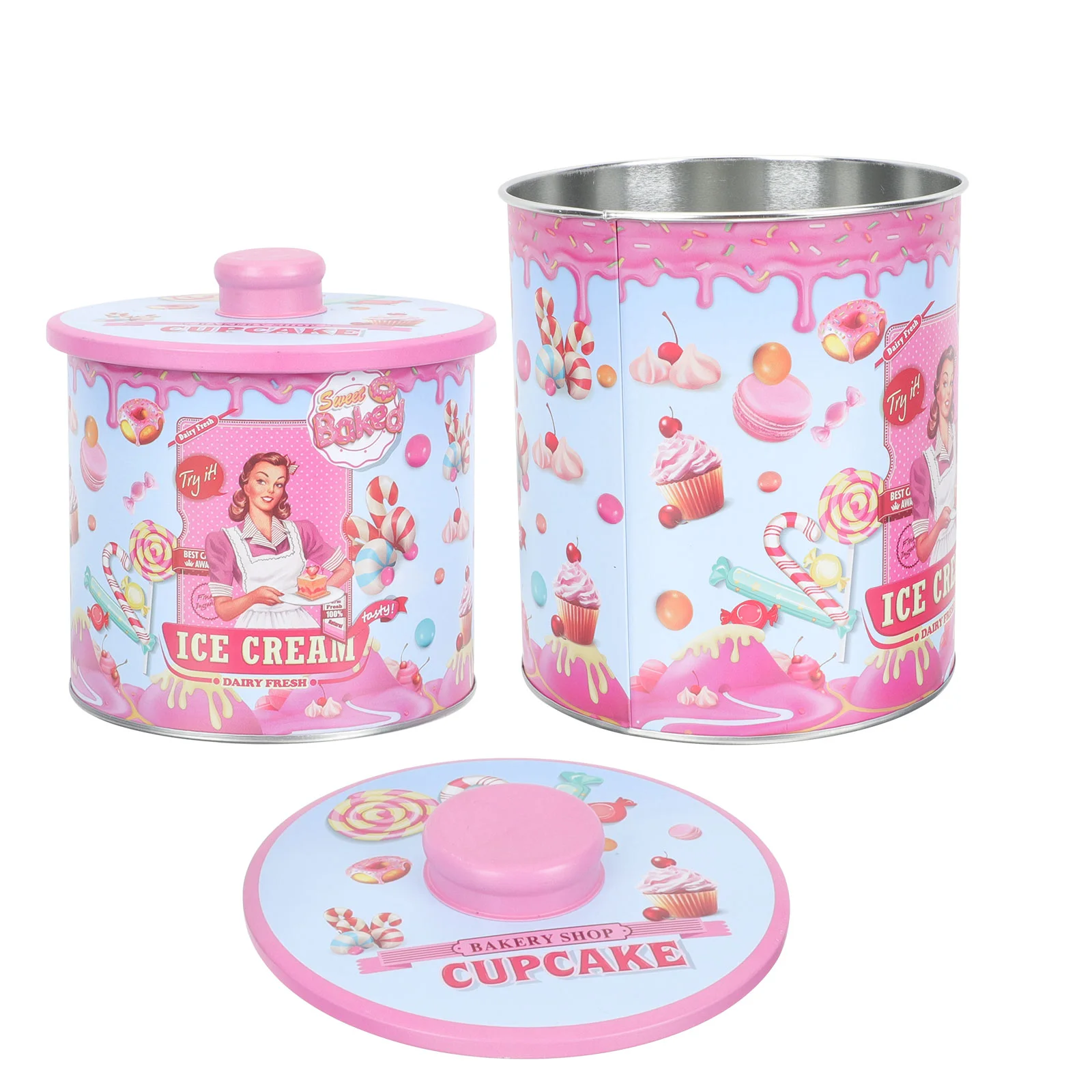 

1 set of Candy Holder Gift Box Portable Tinplate Container Grains Storage Box