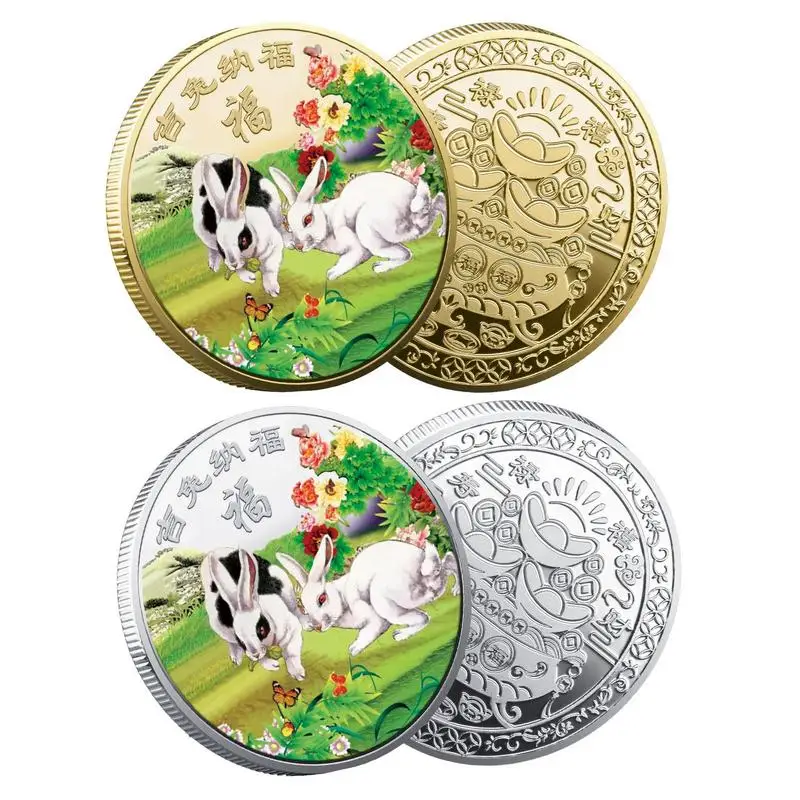 

Year Of Rabbit Coin Chinese Zodiac Animal 2023 Rabbit Coin Lucky Sign Colored Rabbit Souvenir Coin New Year Decoration Gift For