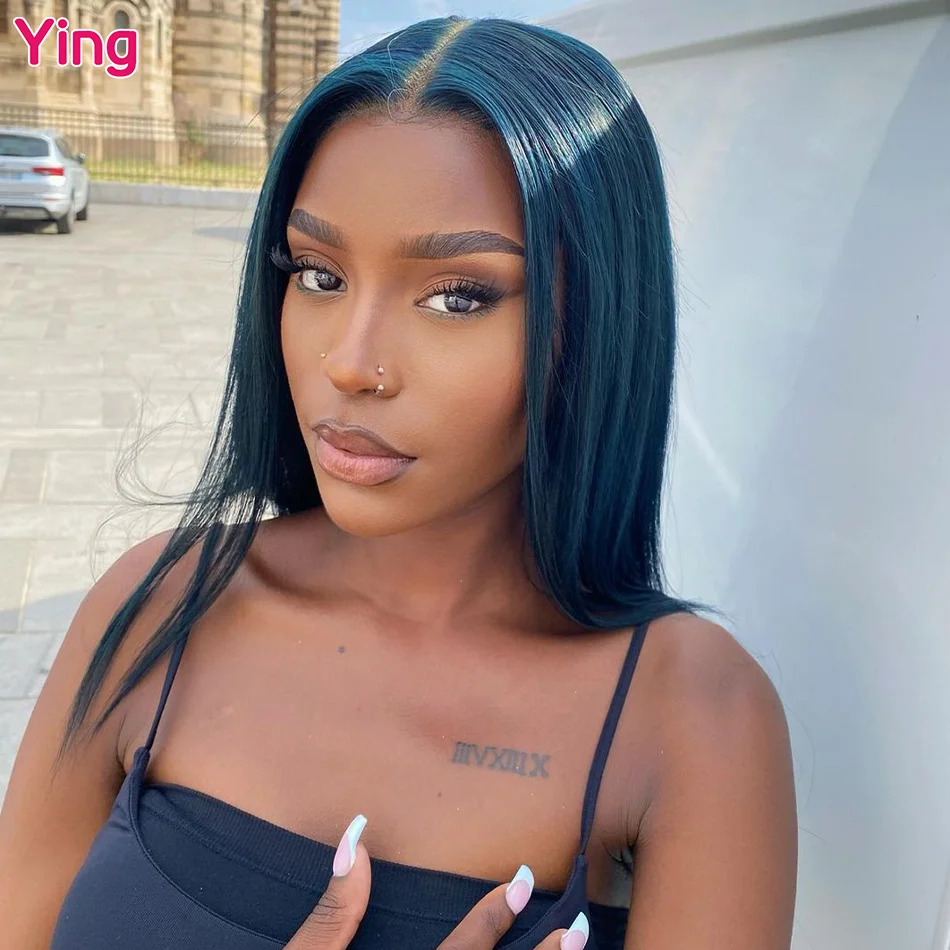 Ying Hair Peruvian 200% Bone Straigh Dark Bleu 12A 13x4 Lace Front Wig 13x6 Lace Front Wig PrePlucked 5x5 Transparent Lace Wig