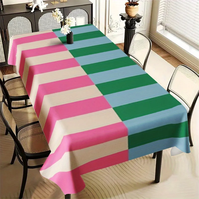 

Скатерть классическая горизонтальные полосы розовый синий зеленый полиэстер