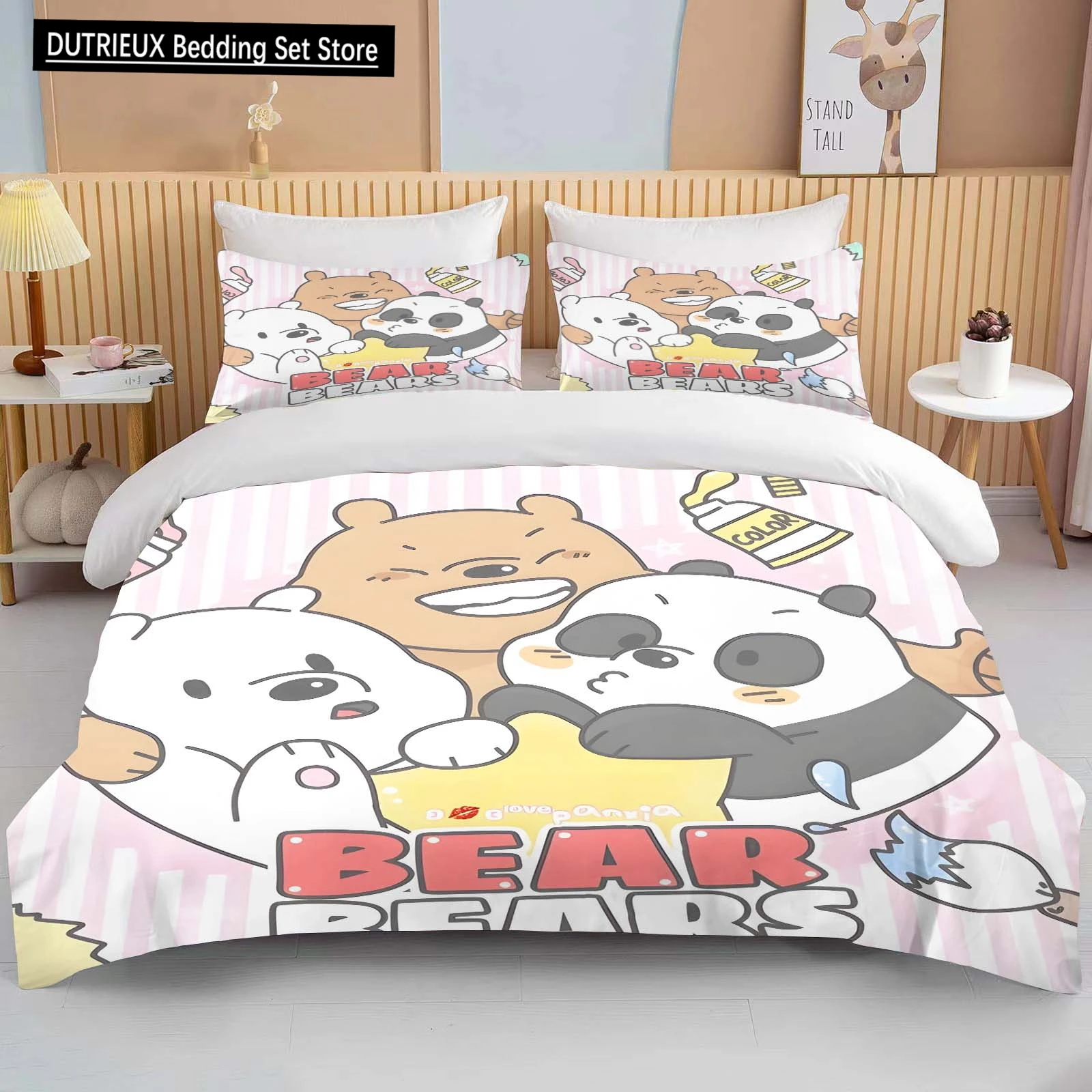 MINISO We Bare Bears комплект постельного белья с принтом мультфильм аниме пододеяльник