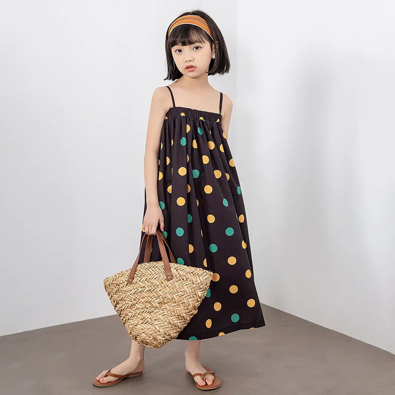 

Children Girls Slip Dress Polka Dots Summer Dresses 4-12 Years