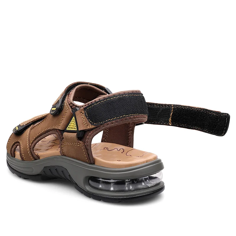 Летние мужские сандалии из натуральной кожи пляжные с регулируемой воздушной