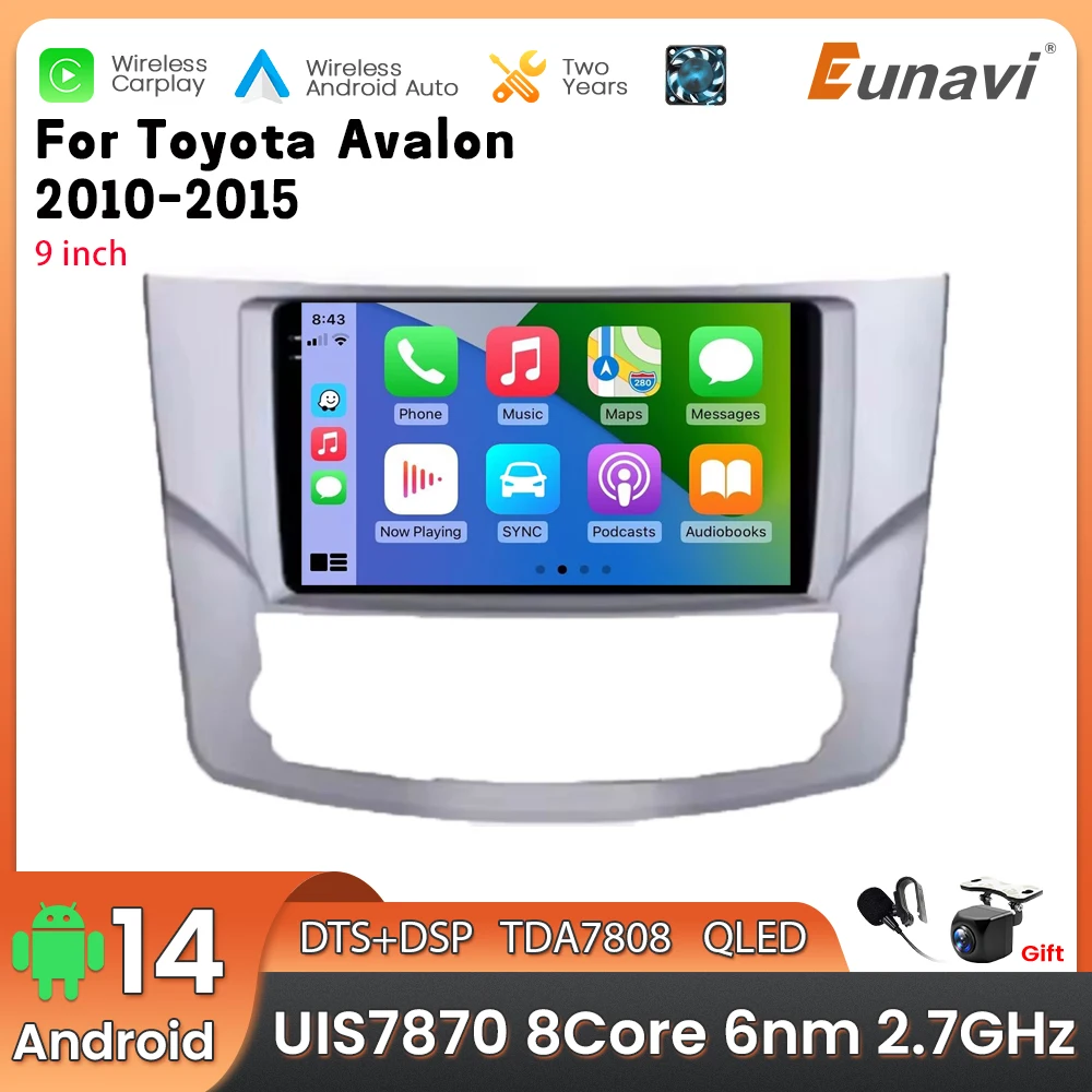 Фото Автомобильный мультимедийный плеер Android 14 2 Din для Toyota Avalon 2010-2015, головное устройство, стерео GPS-навигация BT WIFI №1