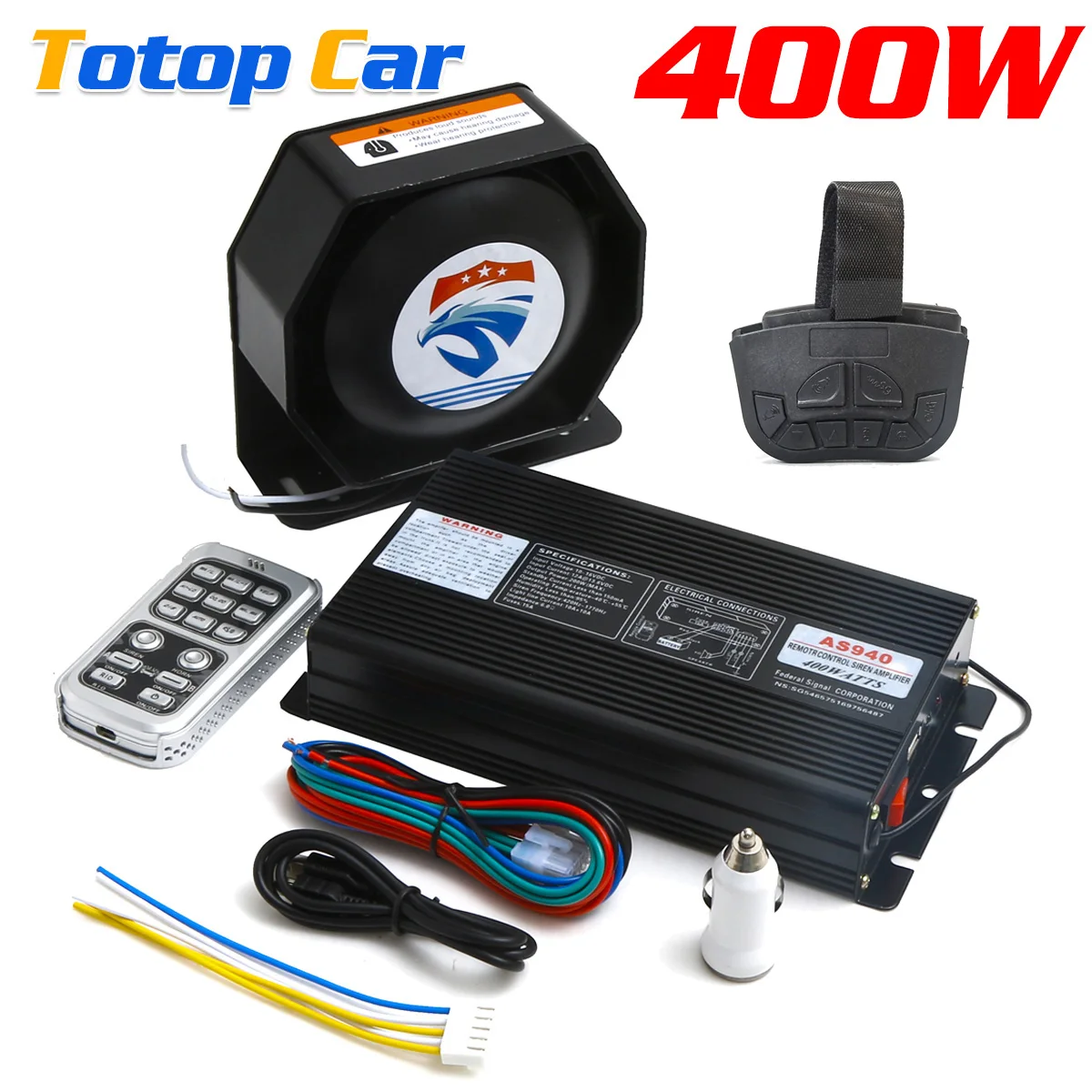 

Claxon Coche 12 В/24 В 400 Вт черный корпус динамик громкий динамик мегафон электронный динамик Автомобильная полицейская сирена гудок аварийная