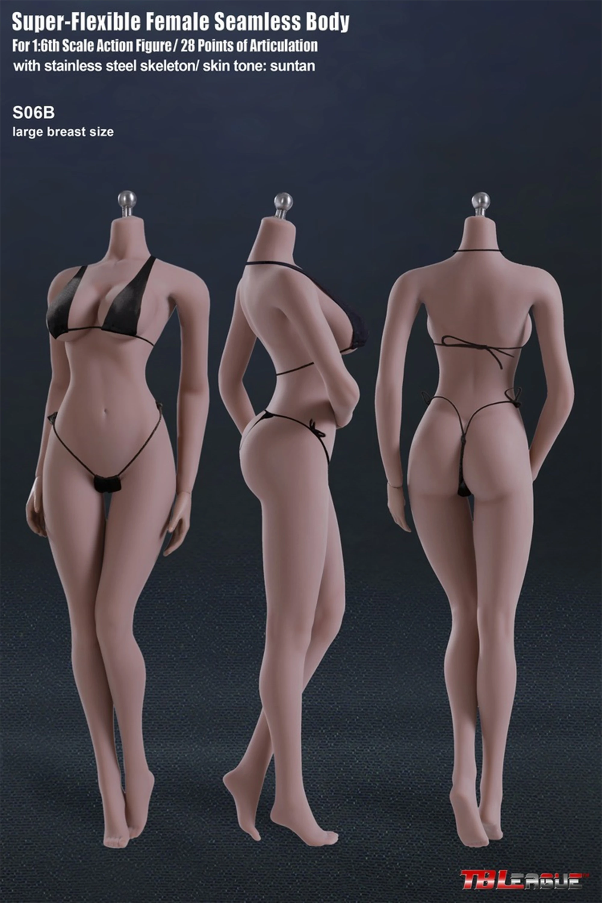 

TBLeague S06B 1/6, гибкая бесшовная фигурка с большой грудью, женская модель куклы из нержавеющей стали