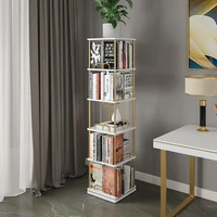 zq simple solid wood bookshelf 360 degree rotating bookshelf light luxury storage student bookcase shelf