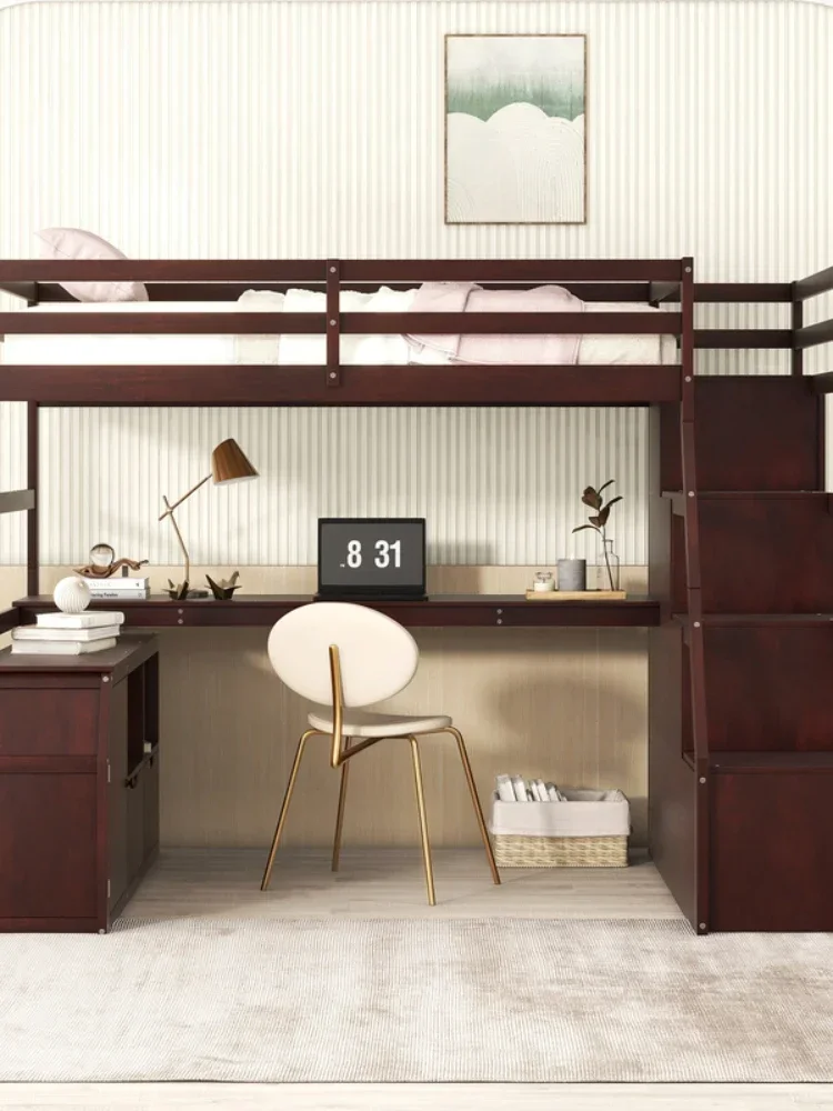 Двуспальная Лофт-кровать с 7 ящиками 2 полки и стол легко собирается мебель для