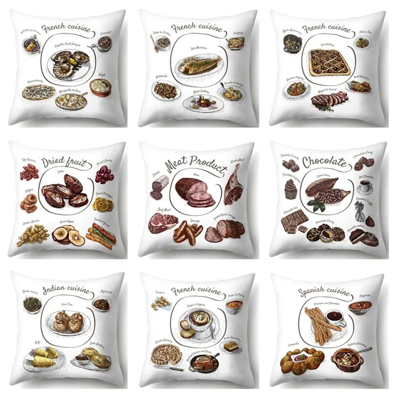 

Food Decorative Pillowcase Meat Beer Chocolates Throw Pillow Case Polyester Pillow Cover Funda de almohada