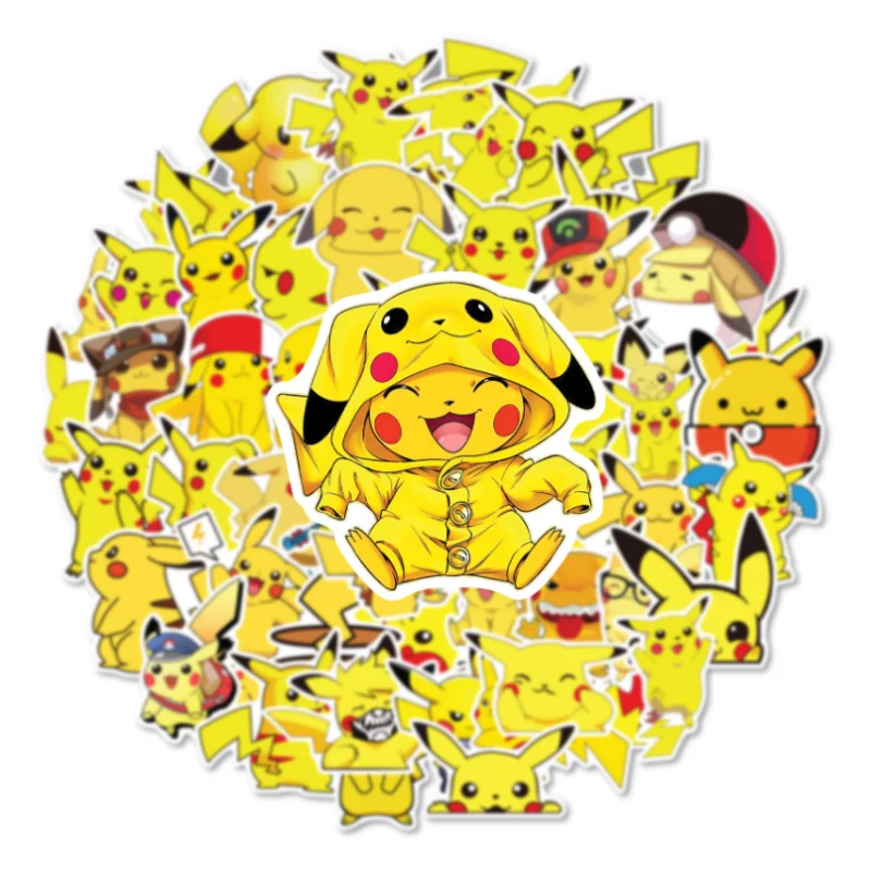 50Pcs Pokemon Stickers Anime Cartoon Motorcycle Kids Girls Toys Computer Laptop Car Cool Kawaii Bike Funny Cute Helmet Classic