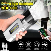 powerful led flashlight usb rechargeable torch 2 core portable bright lights multifunction waterproof power bank camping hiking