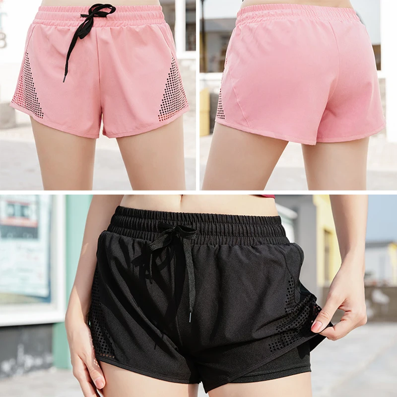 Short Sports Pants  Summer Quick-Drying Women's Running Fitness High Waist Yoga Shorts Hollow Pants