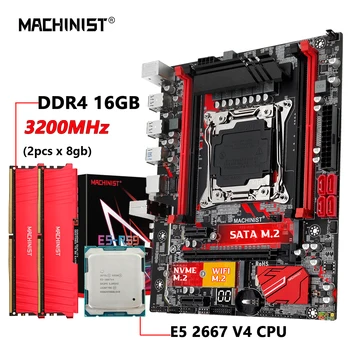 MACHINIST X99 Motherboard Set Xeon Kit LGA 2011-3 Xeon E5 2667 V4 CPU Processor DDR4 2pcs*8GB Memory combo NVME/WIFI M.2 RS9 1