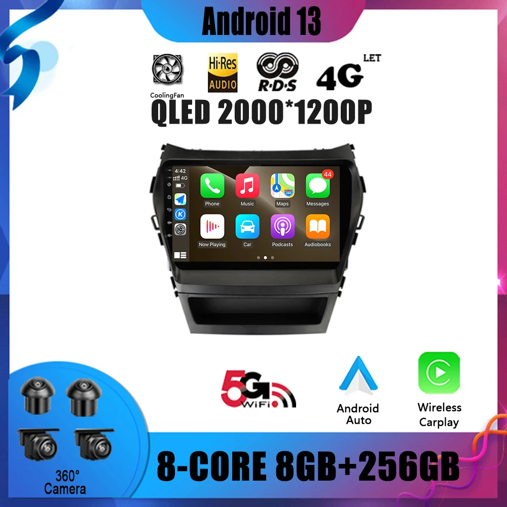 

Android 13 Navigation No 2 Din DVD Player For Hyundai Santa Fe 3 Grand IX45 (2012 - 2017) Car Radio Multimedia Video GPS