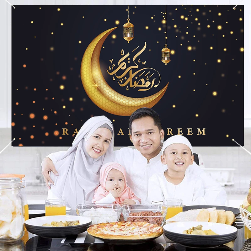 

Eid Printed Background Wall Decoration Mubarak Ramadan Kareem Islam Muslim Party DIY Hanging Decor Supply Home Eid Al-fitr Gift