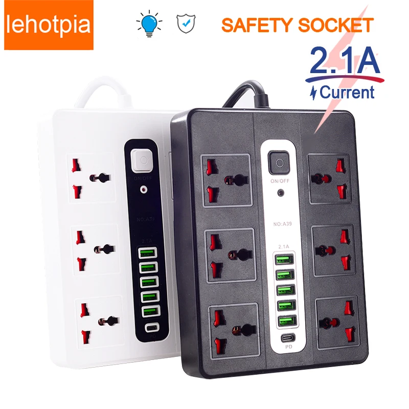 

Universal Plug Power Strip Multiprise Smart Home EU UK US Outlet With Extension Cable AC USB Type C Port For Computer TV Charger