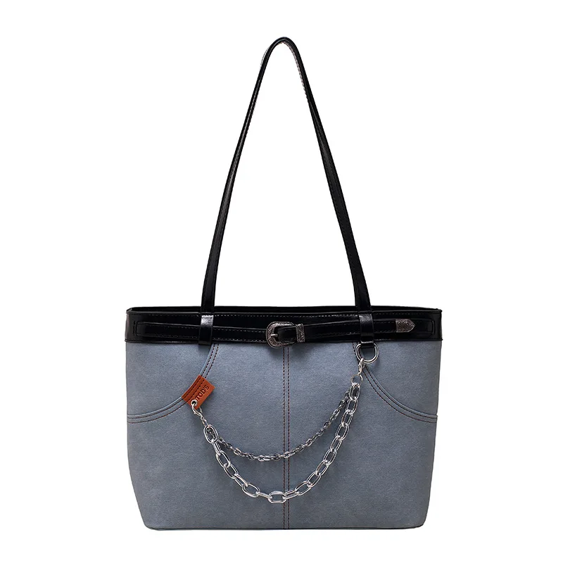 

Vintage Fashionable Hot Girl Hit Color Texture Velvet Embroidery Large-Capacity Shoulder Tote Female Purse Chic Bag