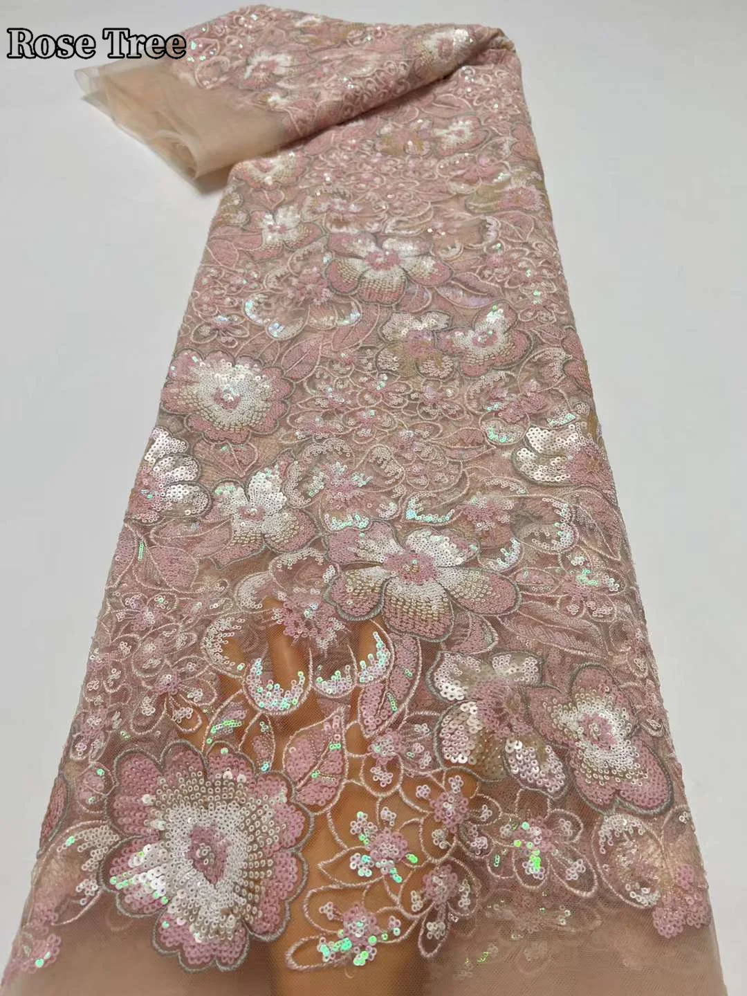 Новейшая африканская кружевная ткань с блестками 2024 Высококачественная