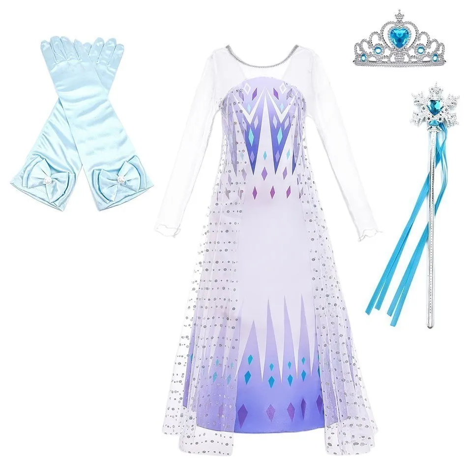 

Kids New Elsa Clothes Children Princess Cosplay Backless Vestidos Little Girls Summer Party Fancy Gown Pageant Sequin Dress