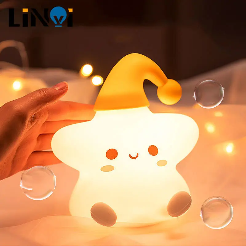 

Touch Color Change Cute Cartoon Squishy Stars Smart Rechargeable Light Silicone Lamp Eye Protection Kids Toys Night Lights Lampy