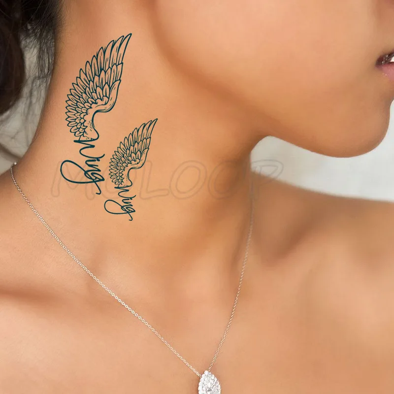 

Waterproof Temporary Tattoo Stickers Sexy Blue Wing Tattoo Small Size Tatto Flash Sticker Tatoo Fake Tattoos for Man Girl Women