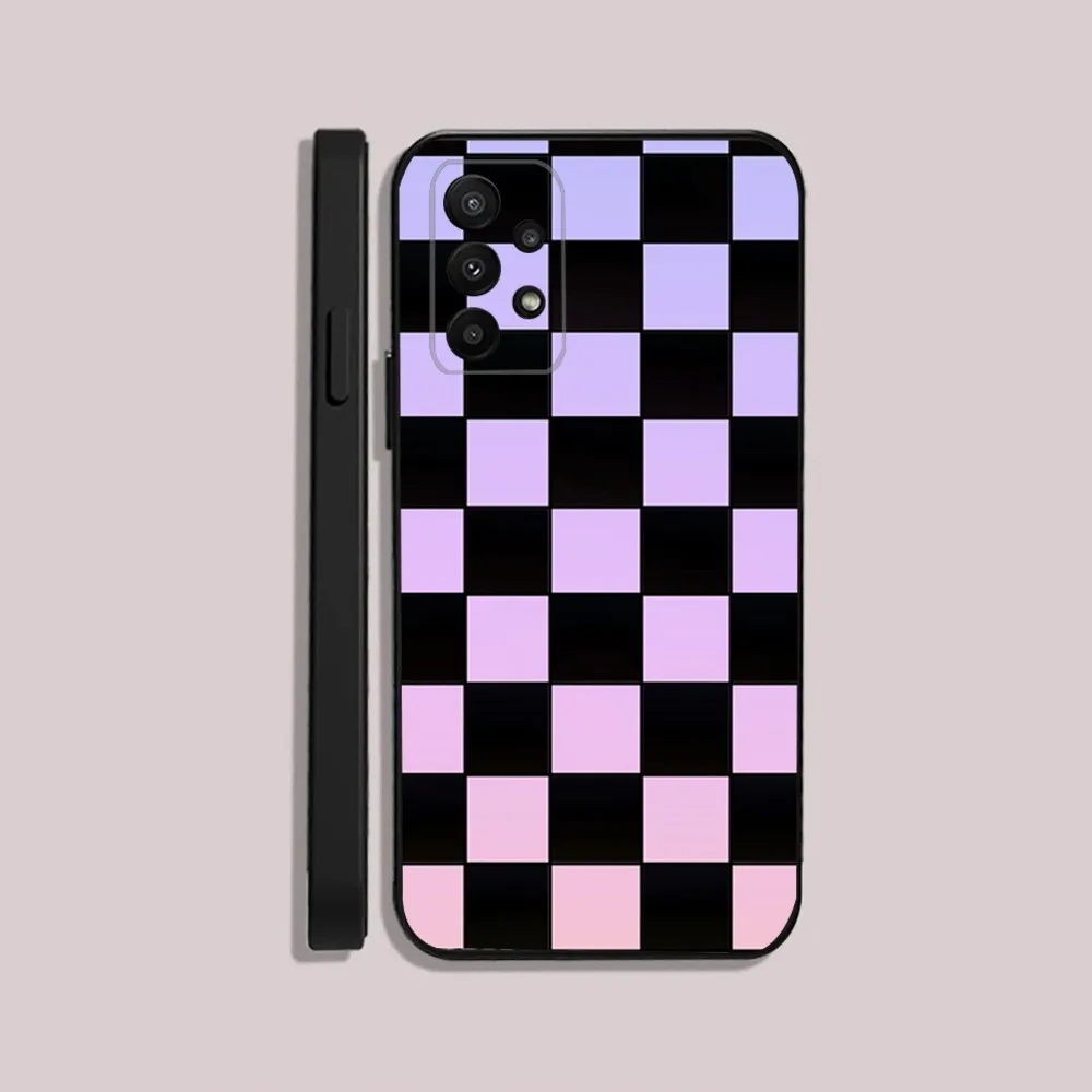 Checkerboard checked Board Phone Case For Samsung S25 23 22 30 24 10 9 Ultra Plus Lite FE 5G Black Soft