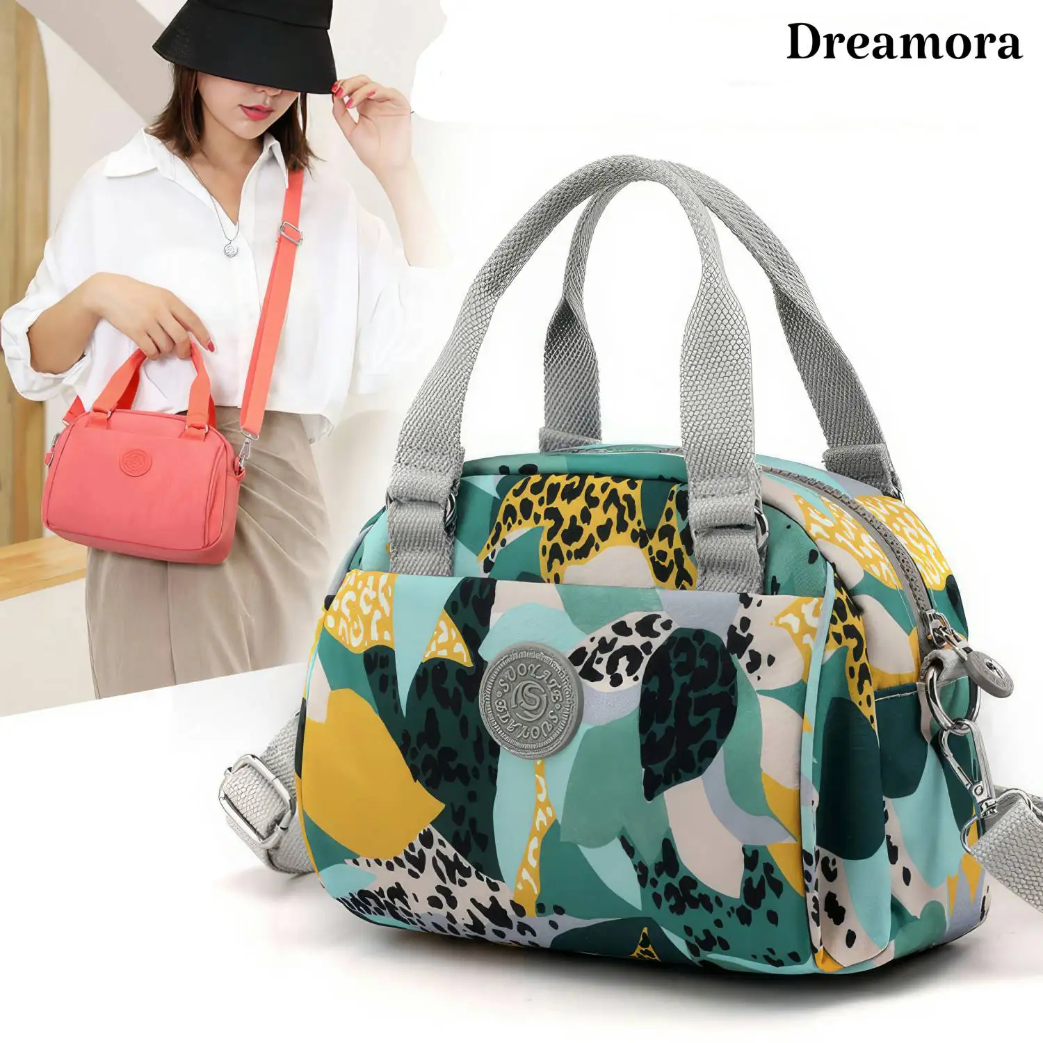 

2023 Korean Fashion Women's Colorful Water-Resistant Nylon Crossbody Single Shoulder Bag Small Mini Female Handbag for Mom Girl