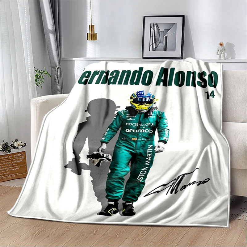 Фото 3D-плед с изображением Фернандо Алонсо 14 F1 Racer, мягкий плюшевый плед, фланелевый плед для гостиной, спальни, кровати, дивана, пикника. №4