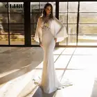 Женское свадебное платье с юбкой-годе, с круглым вырезом и рукавами-накидками