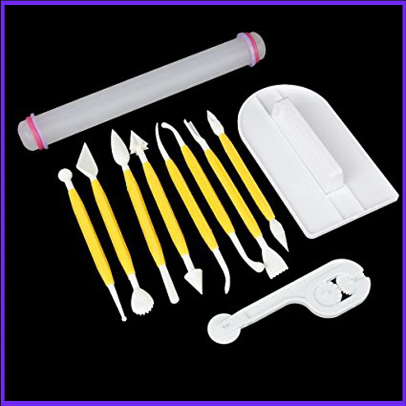 

4 Sets (11pcs) fondant cake decorating modeling tools/fondant making tools sandwich cutter baking cookie stamp cookie