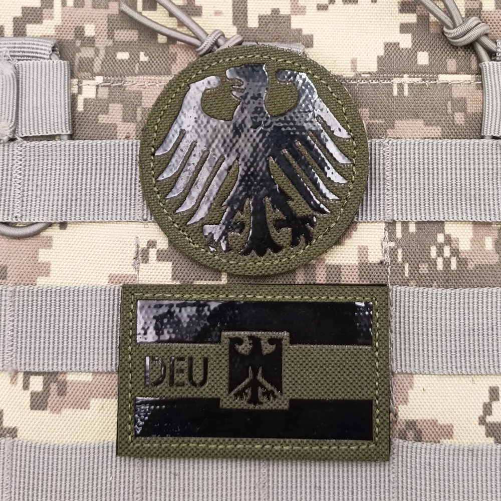 Немецкая светоотражающая ткань, военные тактические вышитые нашивки, нарукавник с подкладкой крючка