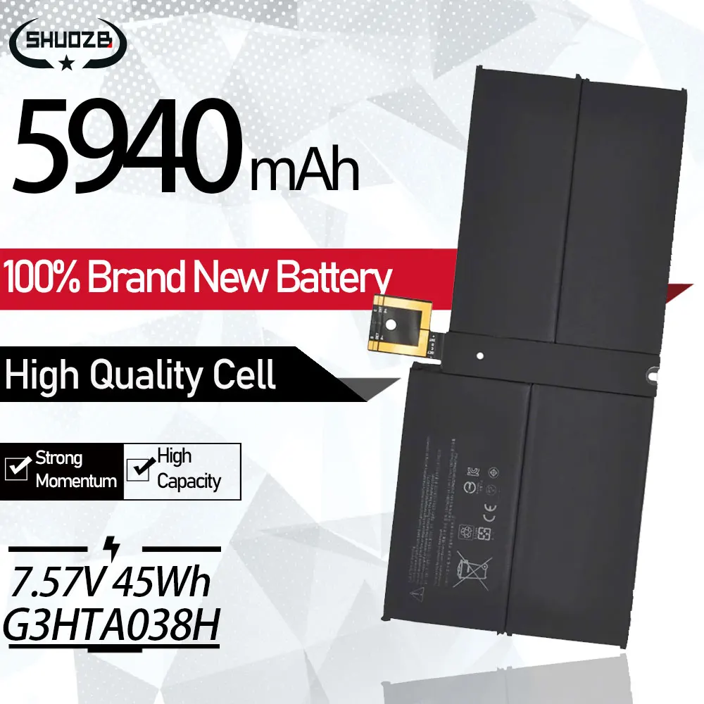 

New G3HTA038H DYNM02 Laptop Battery For Microsoft Surface Pro 5 1796 Series Tablet 7.57V 45Wh/5940mAh Free Tools