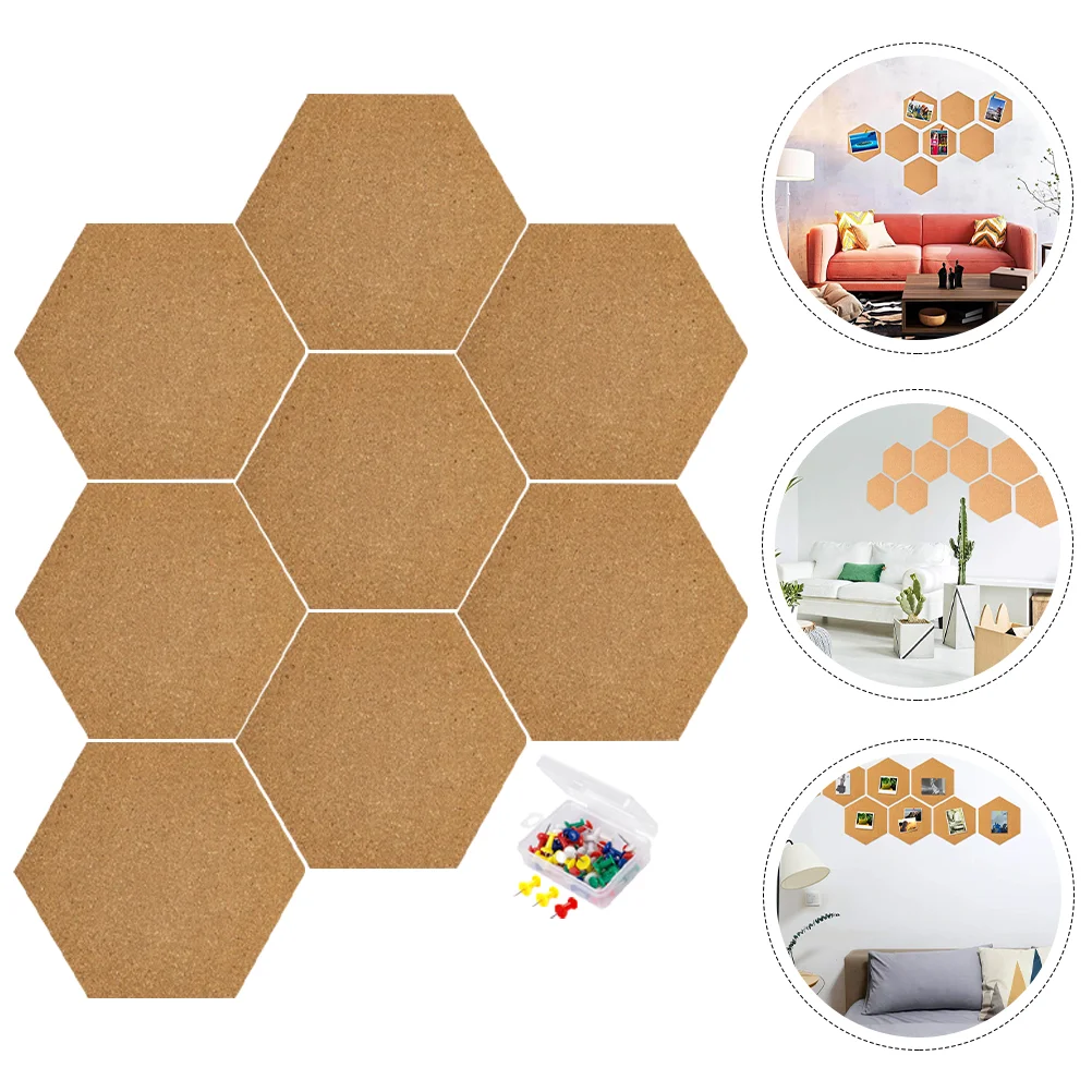 

Board Pin Tiles Cork Hexagon Bulletin Wall Memo Felt Corkboard Display Photo Set Notice Adhesive Self Message Business Holder