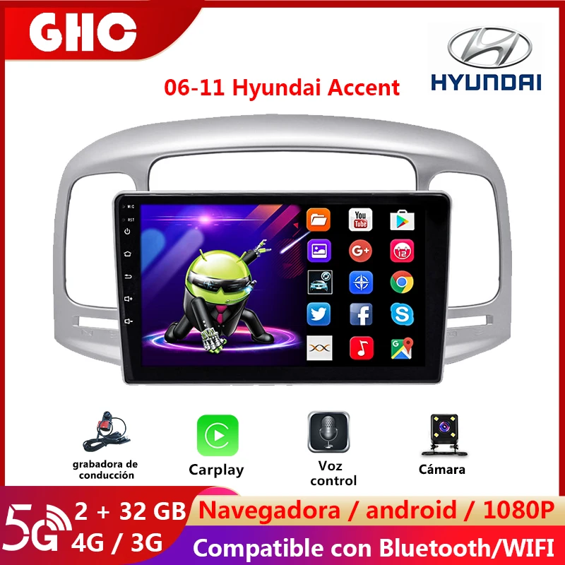 

GHC 2 din Android Car Radio Multimedia Video Player Navigation GPS For Hyundai Accent 2006 - 2011 Carplay IPS Stereo DVD