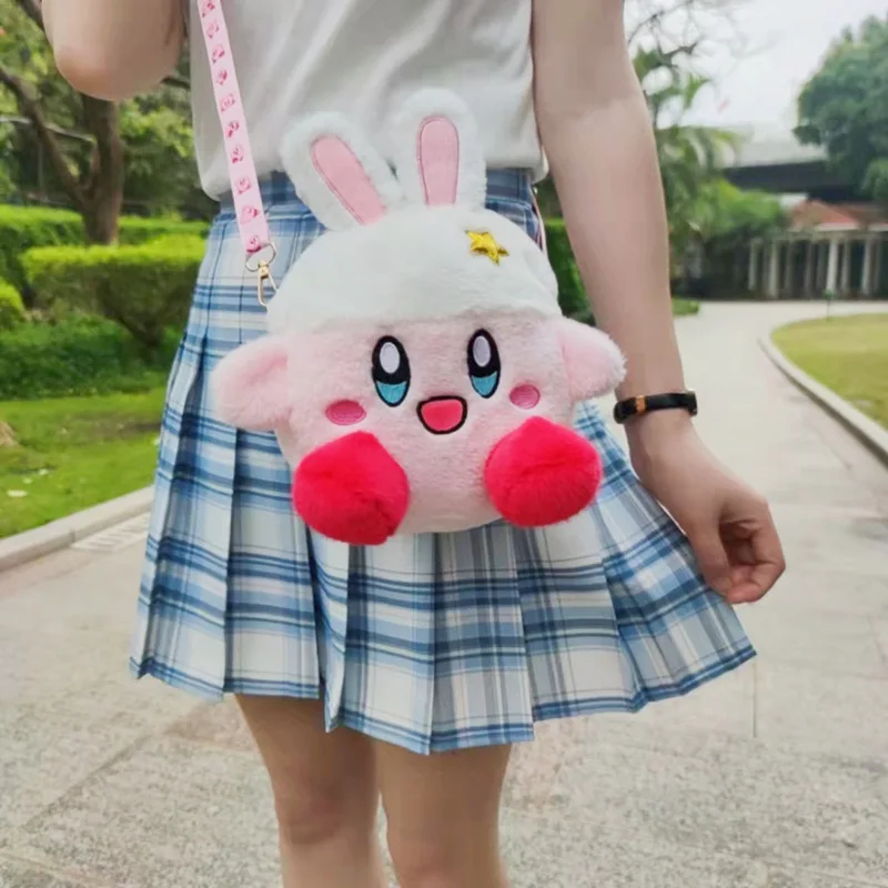 

NEW Kawaii Kirby Plush Bag Cute Anime Cartoon Star Kirby Fashion Girls Inclined Shoulder Bag Backpack Holiday Birthday Gifts