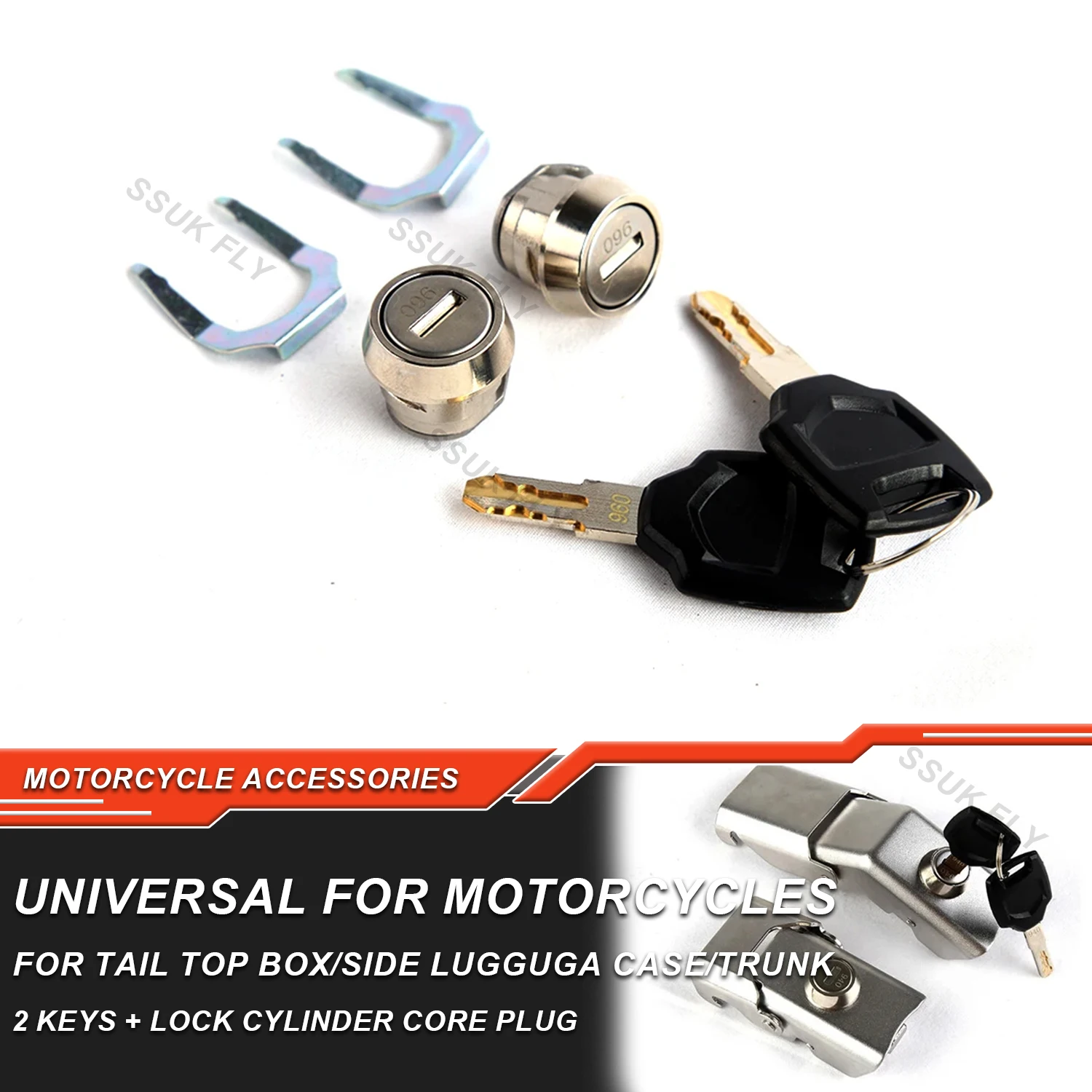

2 ключа 2 блокировки цилиндрический сердечник штепсельная вилка универсальная для мотоцикла верхняя коробка задний багажник боковой багаж фотоаксессуары для замены