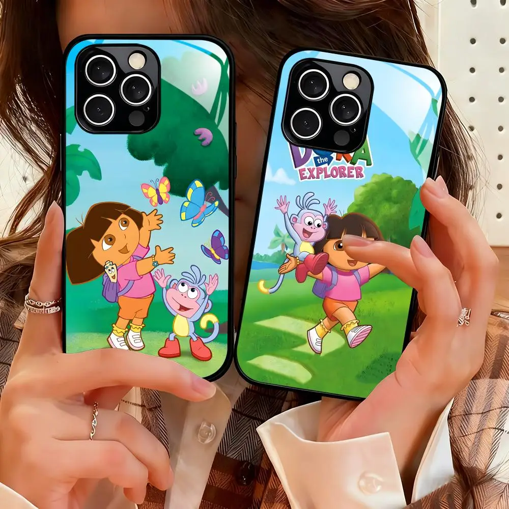 Фото Чехол для телефона Adventure TV D-Dora The E-Explorer для iPhone 17, 16, 15, 14, 13, 12, 11 Plus Mini Pro Max, чехол из закаленного стекла №1