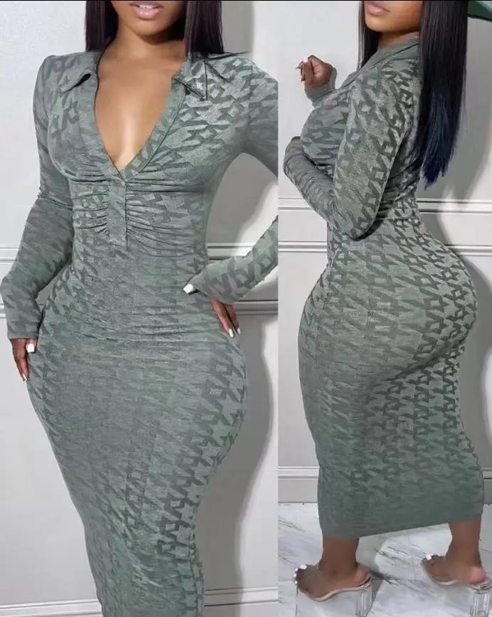 

Houndstooth Print Long Sleeve Ruched Bodycon Dress Women Long Sleeve Midi Dress Hollow Out Bodycon Sexy Streetwea