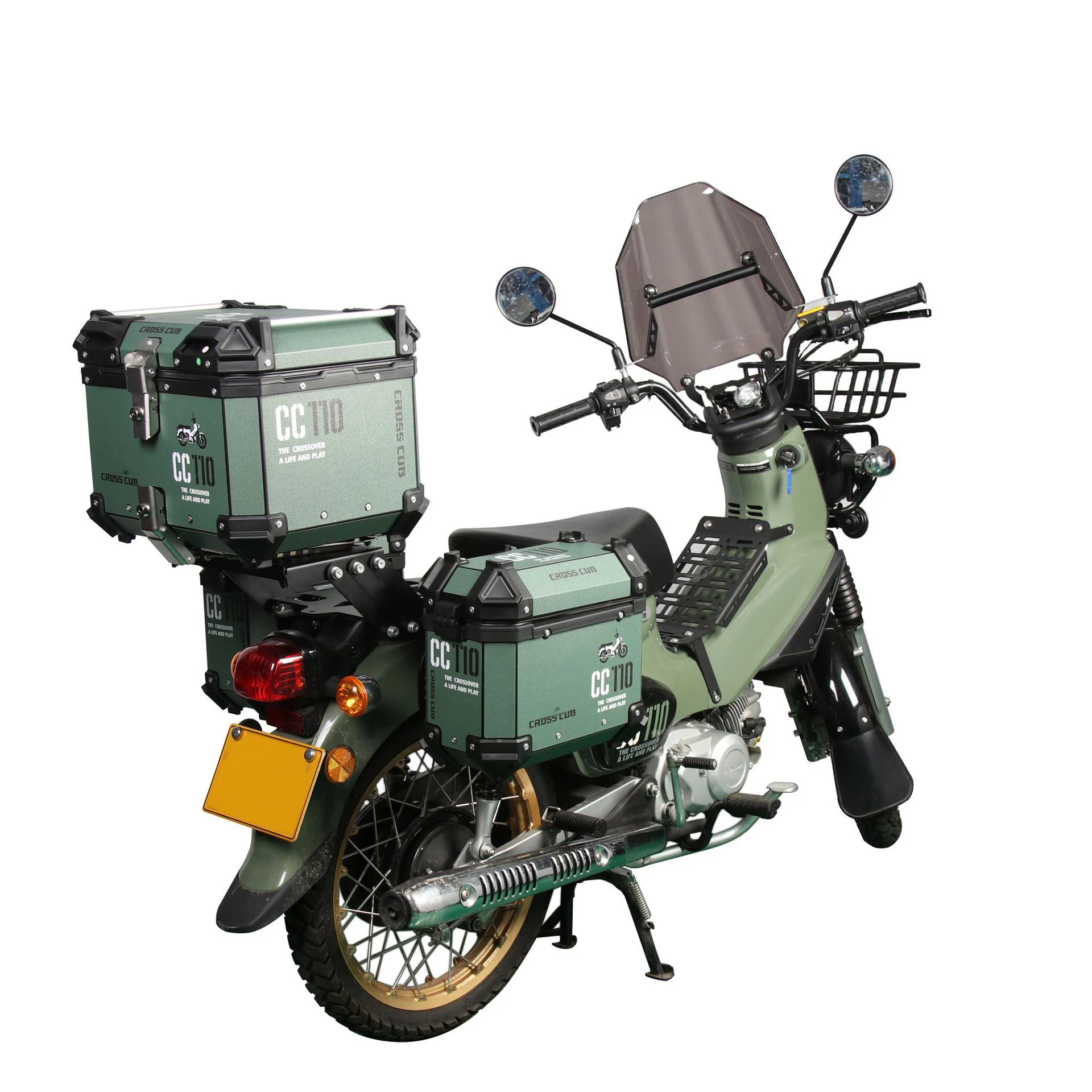 Фото 45-литровый алюминиевый кофр для мотоцикла Honda Cross Cub CC110, багажный ящик для инструментов, универсальный бокс для хранения, ящик для шлема. №4