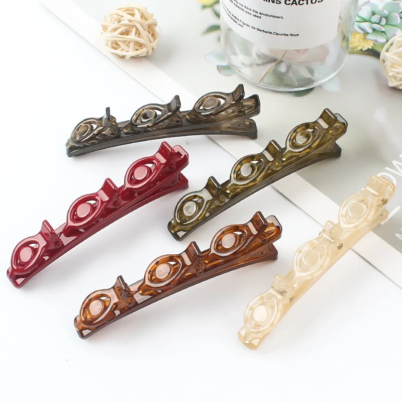 

Double-layer Braided Hair Korean Style Fashion Duckbill Hairpin with 3 Small Clips Rhinestones Girls Bangs Clip Styling Barrette