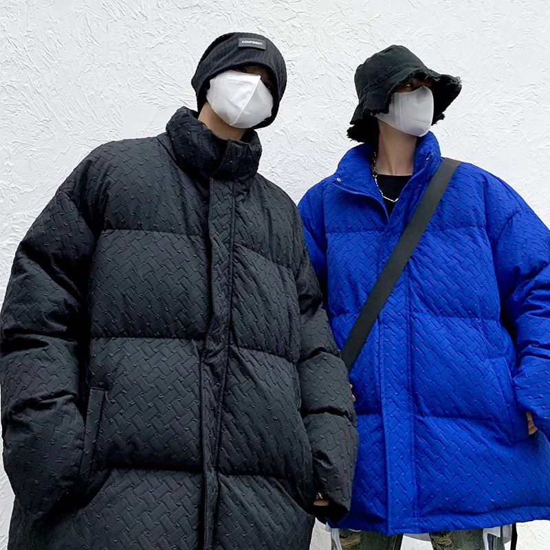 Winter Jacket Men Warm Fashion Oversized Blue Black Thick Down Jacket Men Streetwear Casual Loose Short Coat Mens Parker Clothes