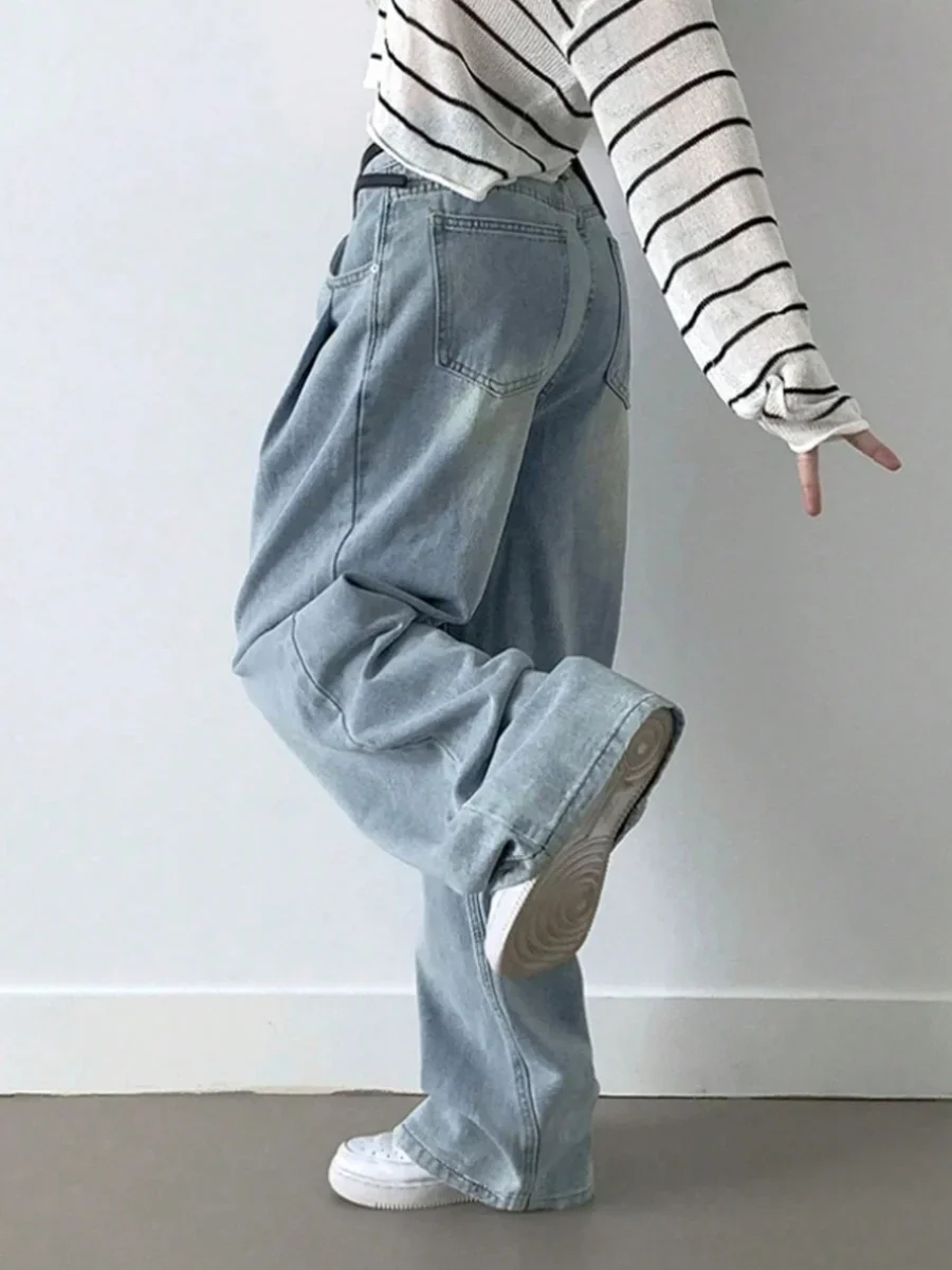 Южный Тондэмун летние гонконгские потертые широкие брюки в стиле ретро с высокой