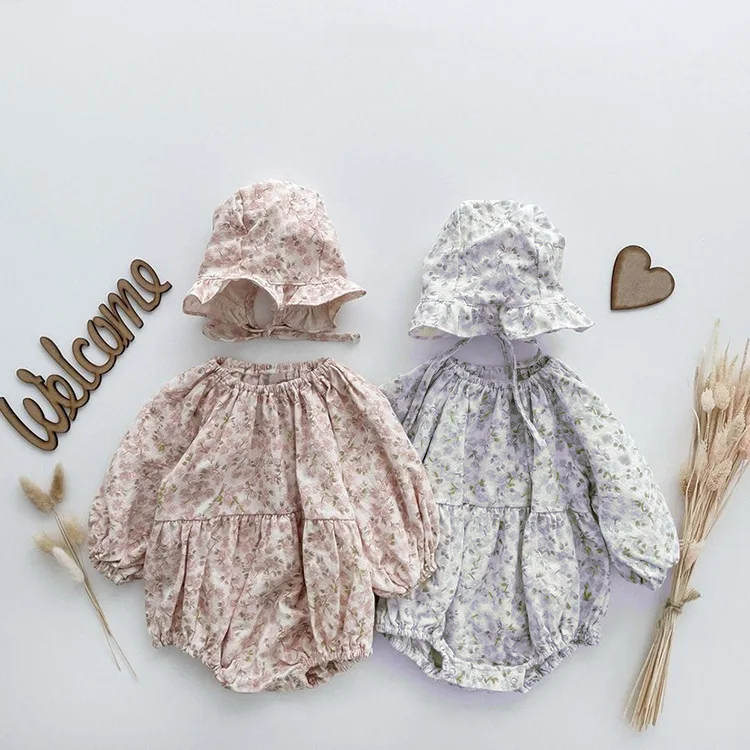 

Комбинезоны с капюшоном для новорожденных девочек, Цветочный комбинезон с длинным рукавом, боди, одежда для детей, весна-лето