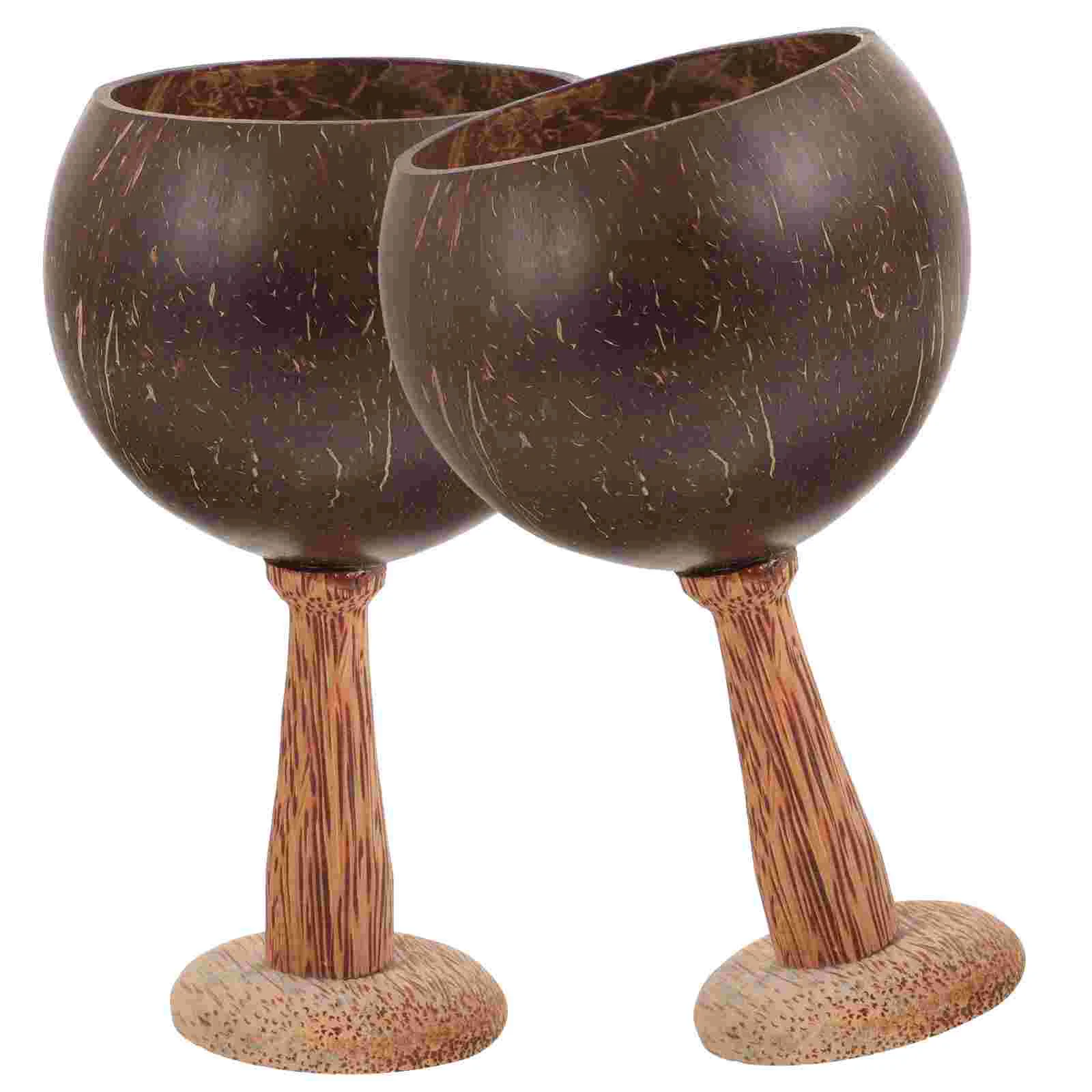 

2 Pcs Fruit Coconut Cup Banquet Retro Decor Wooden Goblet Shell Decorative