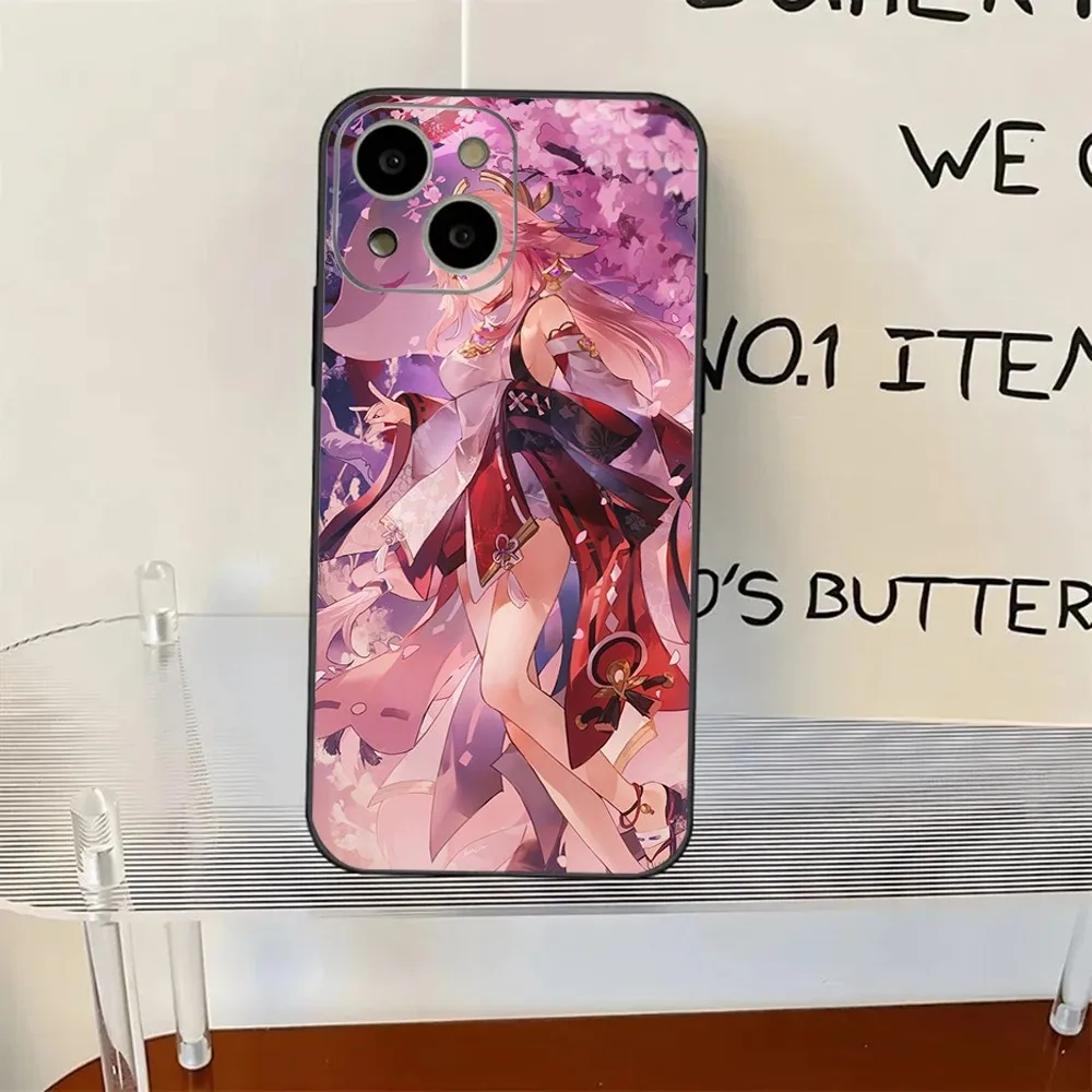 Чехол для телефона Genshin Impact Yae Miko iPhone 11 12 13 14 15 XS XR X Mini Pro Max Plus
