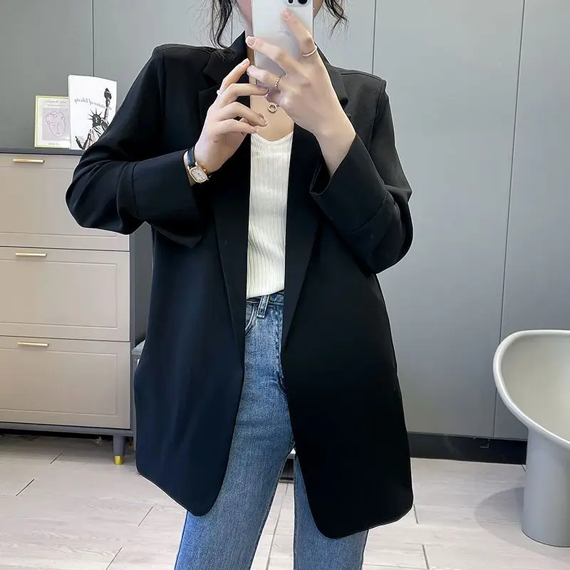 Chiffon Suit Jacket Women 2023 Summer New Korean Version of Loose White Thin Medium and Long-sleeved Sunblock